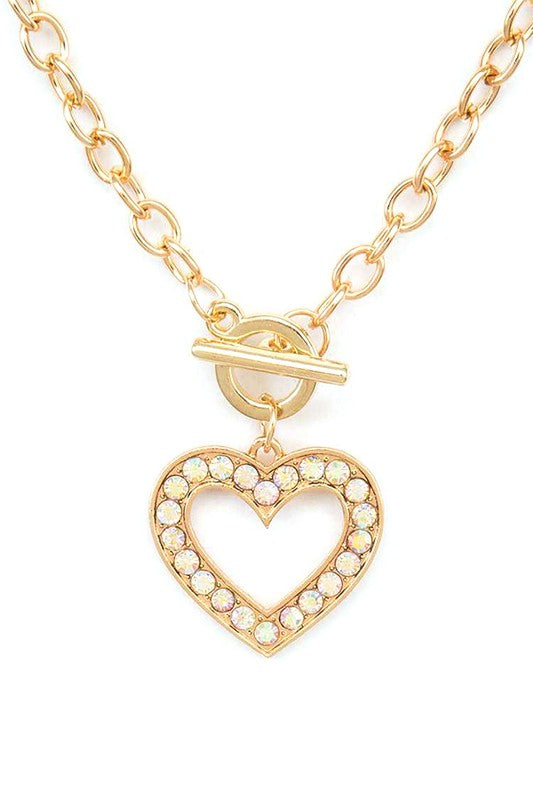 Heart Pendant Toggle Necklce