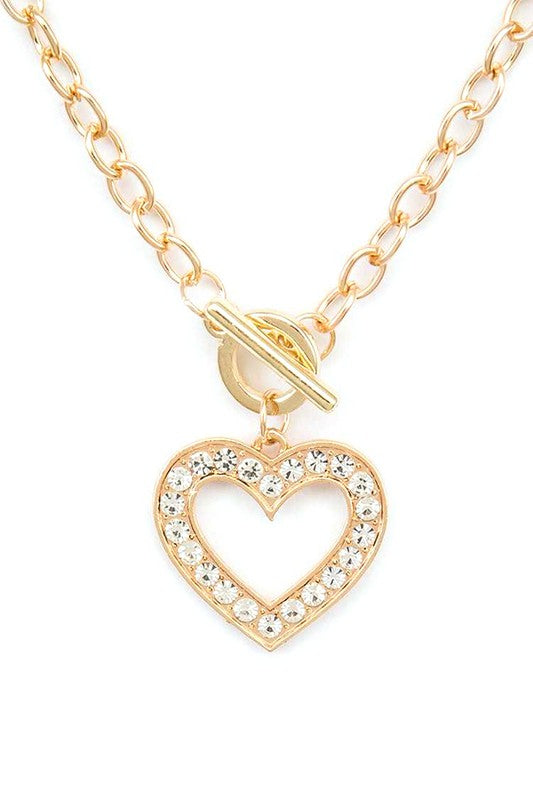 Heart Pendant Toggle Necklce